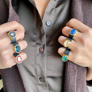 טבעת אובל  בגוון ארגמן מוזהבת - סי סמדר אליאסף מעצבת תכשיטים בעבודת יד