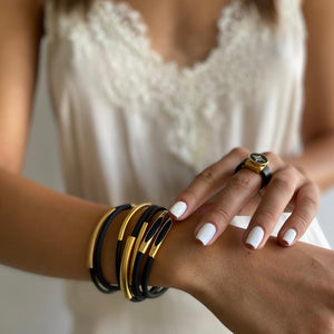 טבעת עור - זירקוני כוכב - סי סמדר אליאסף מעצבת תכשיטים בעבודת יד