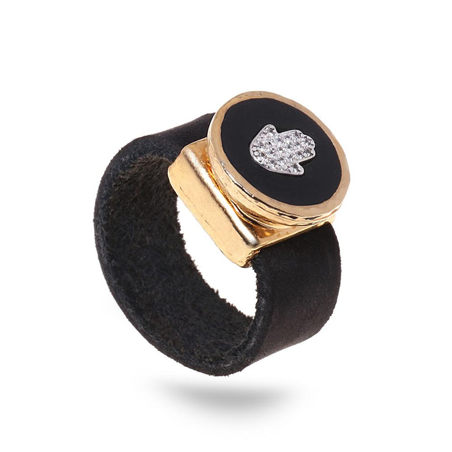 טבעת עור - חמסה - סי סמדר אליאסף מעצבת תכשיטים בעבודת יד