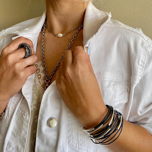 שרשרת ריהאנה חוליות ארוכה - כסופה - סי סמדר אליאסף מעצבת תכשיטים בעבודת יד