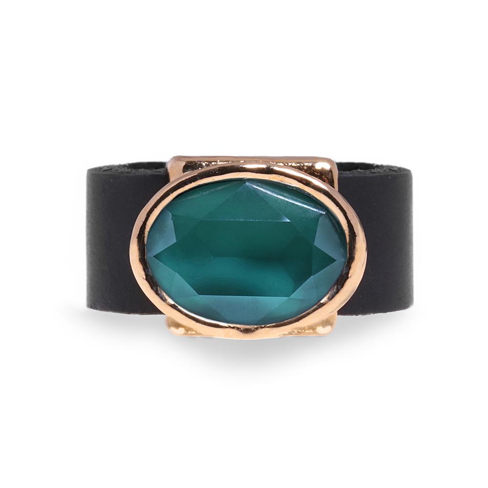 טבעת אובל ירוק בגוון אמראלד מוזהבת - סי סמדר אליאסף מעצבת תכשיטים בעבודת יד
