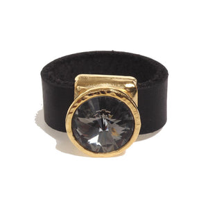 טבעת עור בגוון יהלום שחור - סי סמדר אליאסף מעצבת תכשיטים בעבודת יד