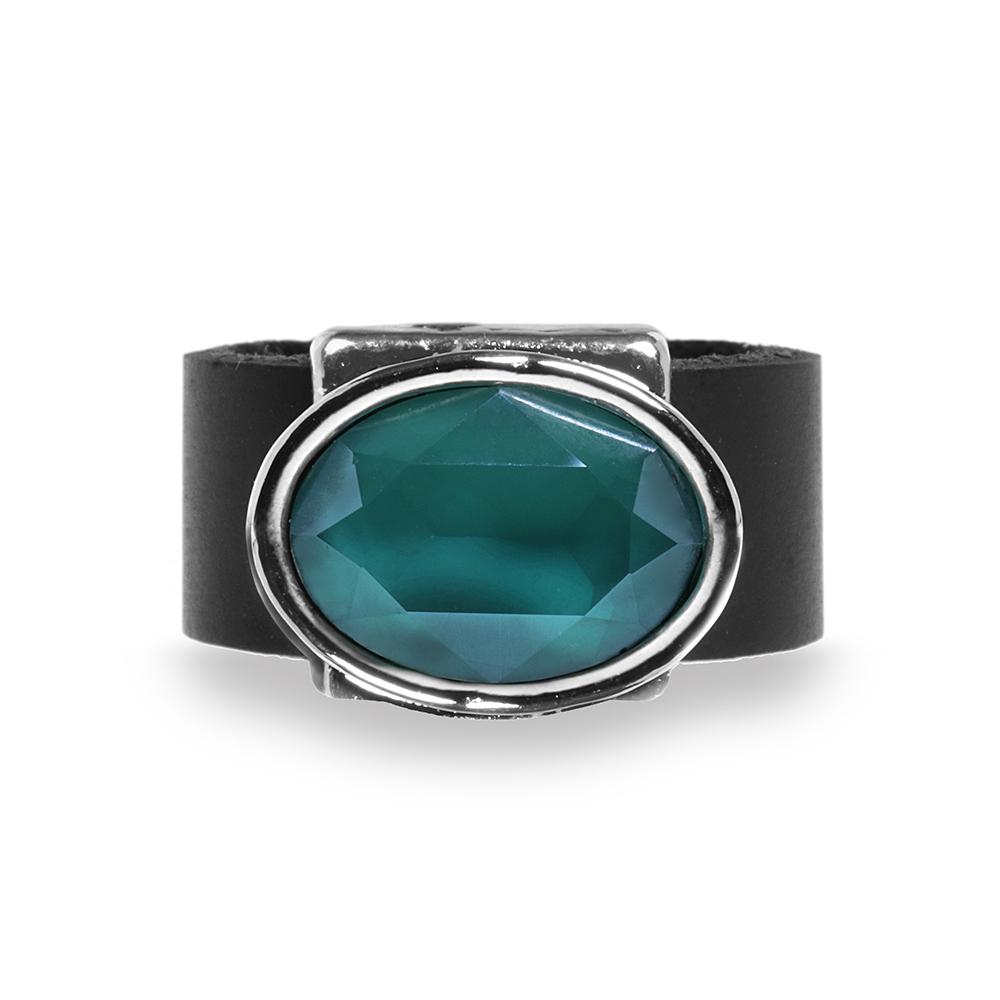 טבעת אובל ירוק בגוון אמרלד מוכספת - סי סמדר אליאסף מעצבת תכשיטים בעבודת יד