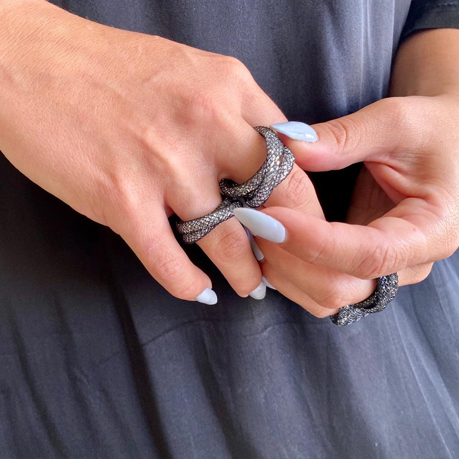 טבעת מנצנצת בכסוף -2 ליפופים - סי סמדר אליאסף מעצבת תכשיטים בעבודת יד