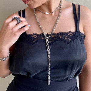 שרשרת ריהאנה חוליות ארוכה - כסופה - סי סמדר אליאסף מעצבת תכשיטים בעבודת יד