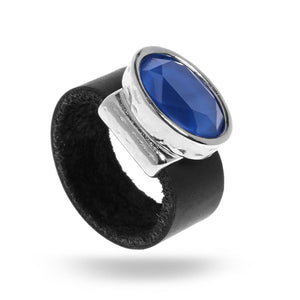 טבעת אובל כחול עמוק מוכספת - סי סמדר אליאסף מעצבת תכשיטים בעבודת יד