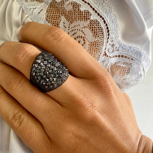 צמיד כוכב נוצץ בשילוב טבעת רשת כסופה - סי סמדר אליאסף מעצבת תכשיטים בעבודת יד