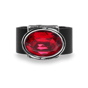 טבעת אובל אדום מוכספת - סי סמדר אליאסף מעצבת תכשיטים בעבודת יד