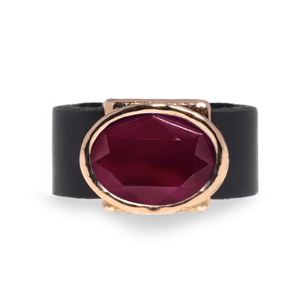 טבעת אובל  בגוון ארגמן מוזהבת - סי סמדר אליאסף מעצבת תכשיטים בעבודת יד