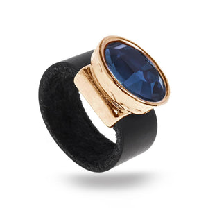 טבעת אובל כחול מוזהבת - סי סמדר אליאסף מעצבת תכשיטים בעבודת יד