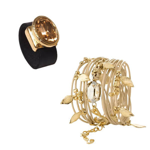 צמיד IVY מוזהב עם טבעת קריסטל מוזהבת - סי סמדר אליאסף מעצבת תכשיטים בעבודת יד