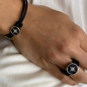 טבעת רצועות סיליקון כוכב הצפון -כסופה - סי סמדר אליאסף מעצבת תכשיטים בעבודת יד