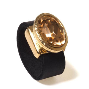 צמיד IVY מוזהב עם טבעת קריסטל מוזהבת - סי סמדר אליאסף מעצבת תכשיטים בעבודת יד