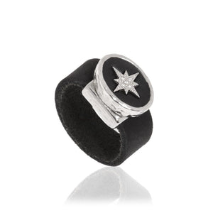 טבעת עור כוכב הצפון - אובל כסופה - סי סמדר אליאסף מעצבת תכשיטים בעבודת יד