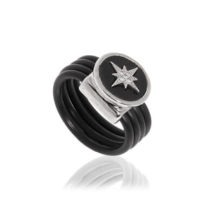 טבעת רצועות סיליקון כוכב הצפון -כסופה - סי סמדר אליאסף מעצבת תכשיטים בעבודת יד