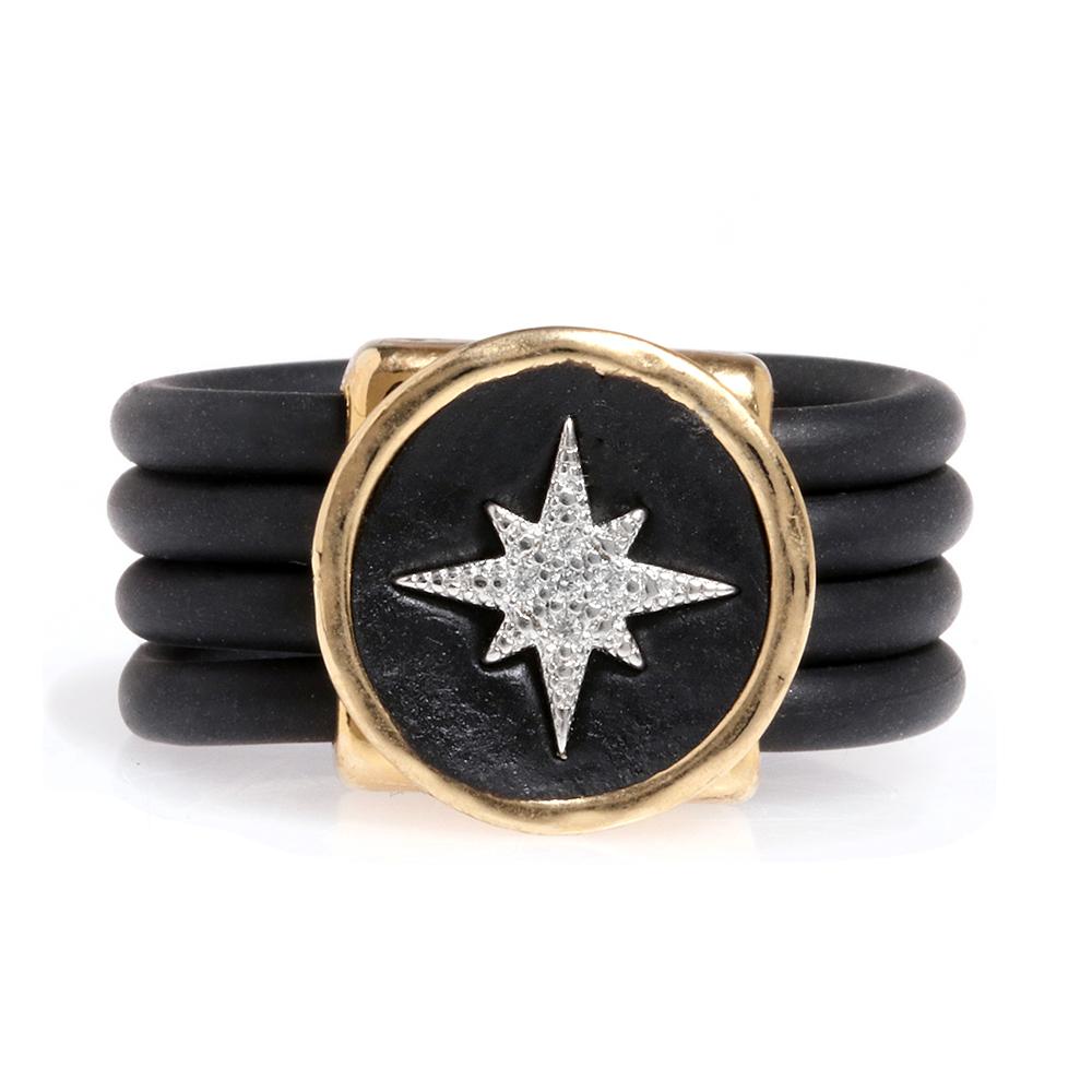 טבעת רצועות סיליקון כוכב הצפון -זהובה - סי סמדר אליאסף מעצבת תכשיטים בעבודת יד