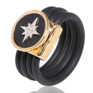 טבעת רצועות סיליקון כוכב הצפון -זהובה - סי סמדר אליאסף מעצבת תכשיטים בעבודת יד